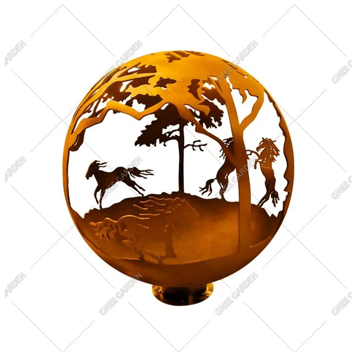 Custom Corten Steel Fire Ball Garden Fire Ball