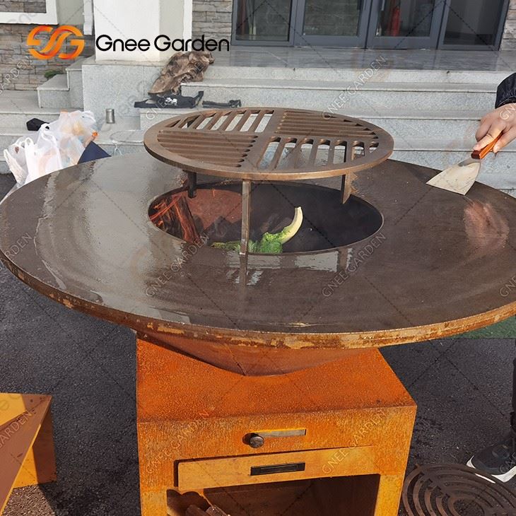 High-quality Corten Steel BBQ With Metal Grill For Home&company Party