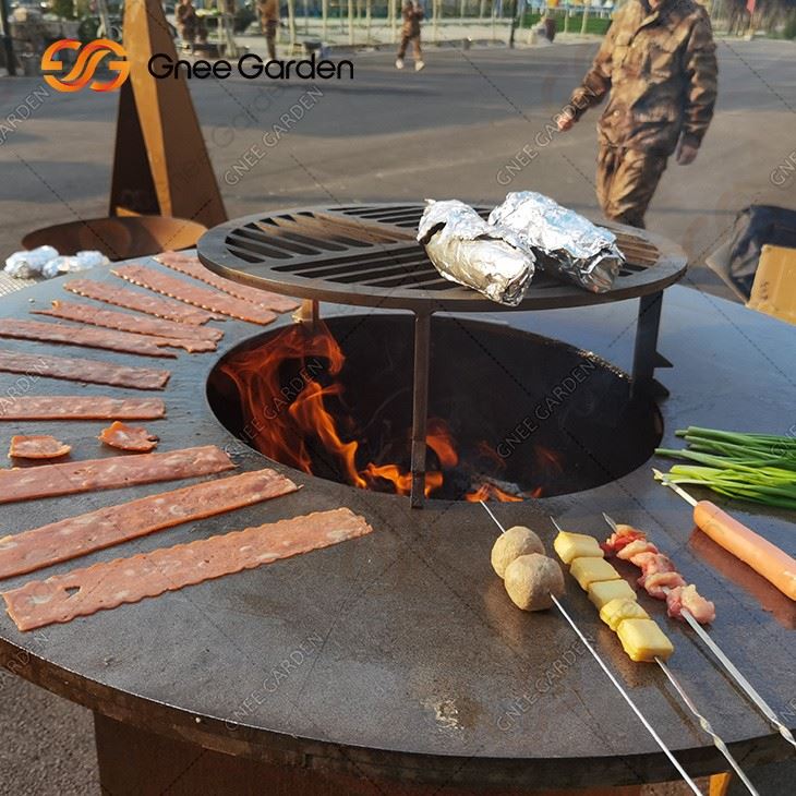 High-quality Corten Steel BBQ With Metal Grill For Home&company Party