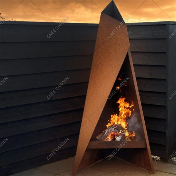 Hot Sales Corten Steel Freestanding Outdoor Fireplace