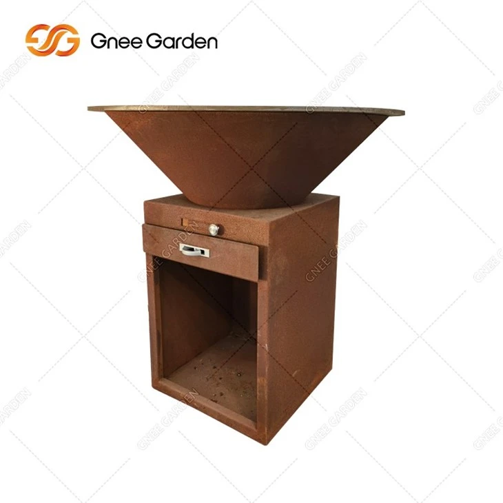Outdoor Backyard Rust Corten Steel Fire Pit Heavy Duty BBQ