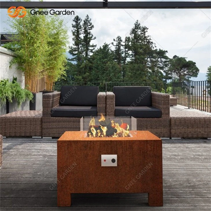 Outdoor Corten Steel Gas Fire Pit