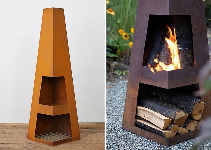 Rectangular Outside Corten Steel Rust Fire Pit