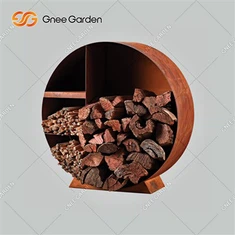 Raca Adhmaid Dóiteáin Cruach Corten Stóráil Dhíon Heicseagán Raca Stórála Logchomhaid Dóiteáin