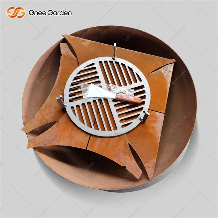 Villa Weathering Steel High Euro Base Coal Barbeque