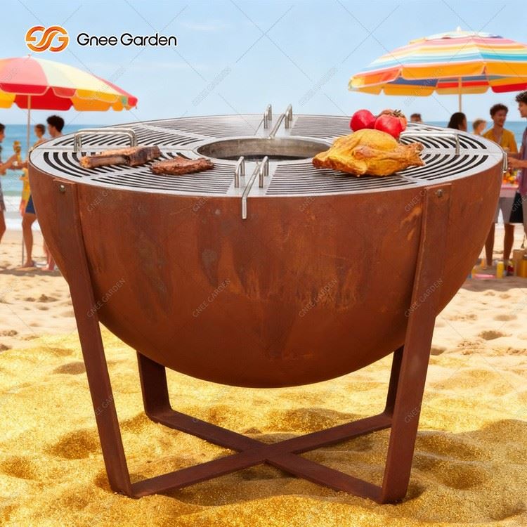 Rust Weathering Steel Grill Barbecue Fire Pit Bowl for Outdoor